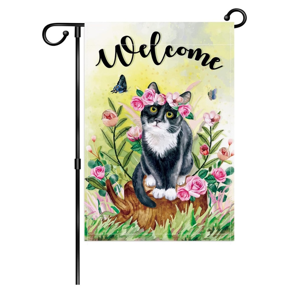 Welcome Cat Garden Flag